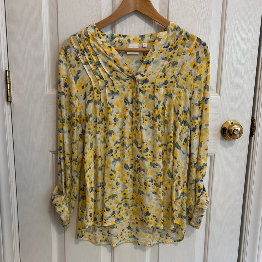 Floral Yellow and Gray Women's Top